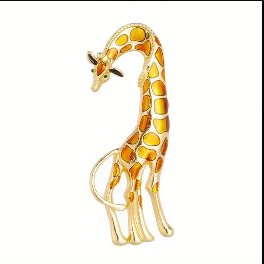 Giraffe Brooch Pin Animal Fashion Jewelry Safari Statement Piece - Picture 3 of 5
